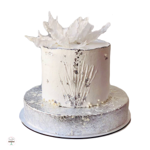 White & Silver Cake