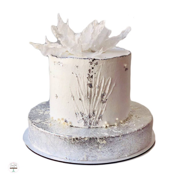 White & Silver Cake