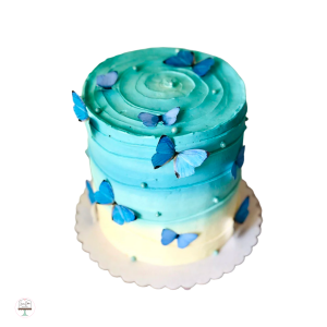 Blue butterfly cake