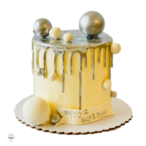White & Silver Cake